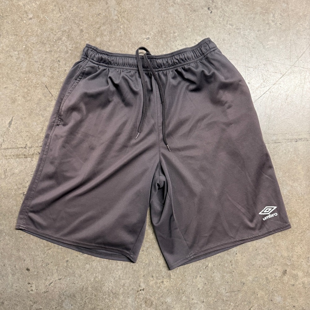 Umbro Mens Athletic Soccer Shorts Gray Size Large Mesh Training Pockets